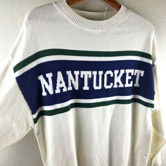 Men's Moonrise Nantucket White Oversized Pull Over Sweater Size Small - Picture 5 of 8